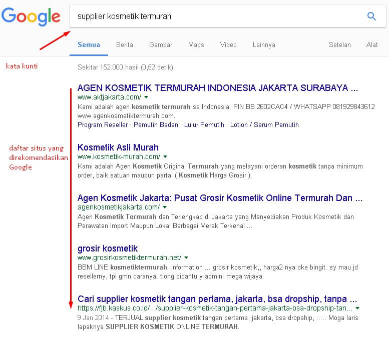 cari supplier kosmetik termurah dengan Google