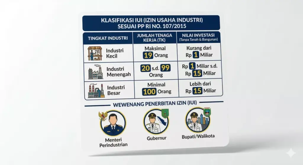 Infografis klasifikasi izin usaha industri kosmetik berdasarkan PP RI No 107 Tahun 2015 tiga skala usaha