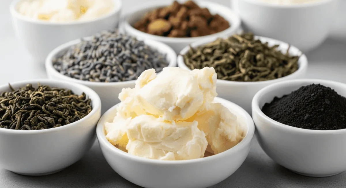 Macam-macam Bahan Tambahan & Bahan Aktif dalam Pembuatan Sabun adalah Bahan Untuk Kelembaban Ekstra (Humektan & Emolien), Bahan Untuk Eksfoliasi & Pencerahan Kulit, Bahan Untuk Target Masalah Spesifik (Bahan Aktif), Bahan Untuk Pengalaman Sensorik (Aroma & Warna)