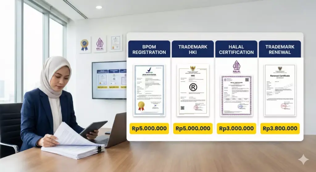 Tabel rincian biaya legalitas jasa maklon kosmetik PT Adev Natural Indonesia pendaftaran BPOM Rp5.000.000