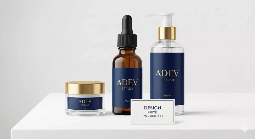 Katalog kemasan variatif Adev botol serum pipet pot cream acrylic MOQ 2000 pcs