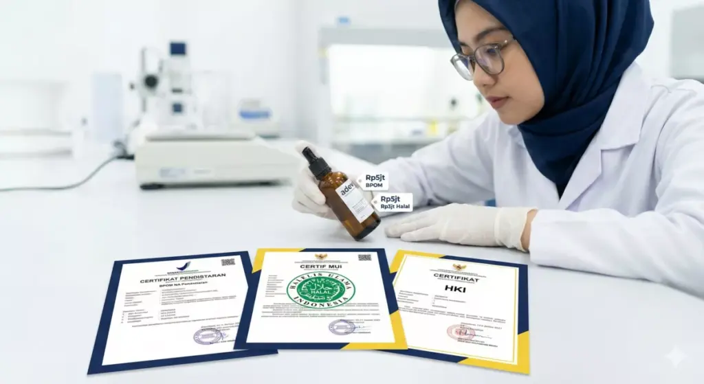 Sertifikasi BPOM Halal HKI produk kosmetik Adev estimasi biaya Rp13 juta
