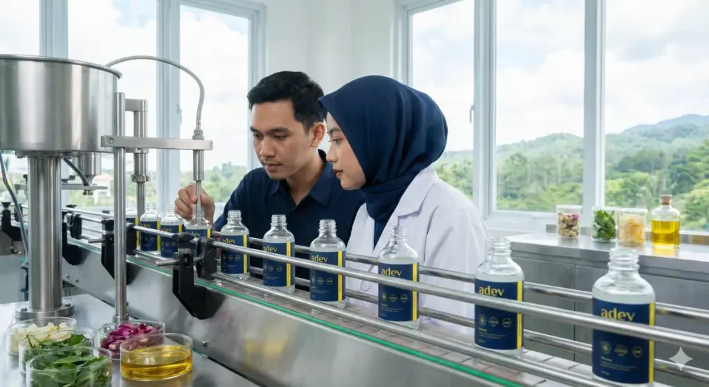 Proses produksi pabrik maklon kosmetik PT Adev Natural Indonesia di Bogor