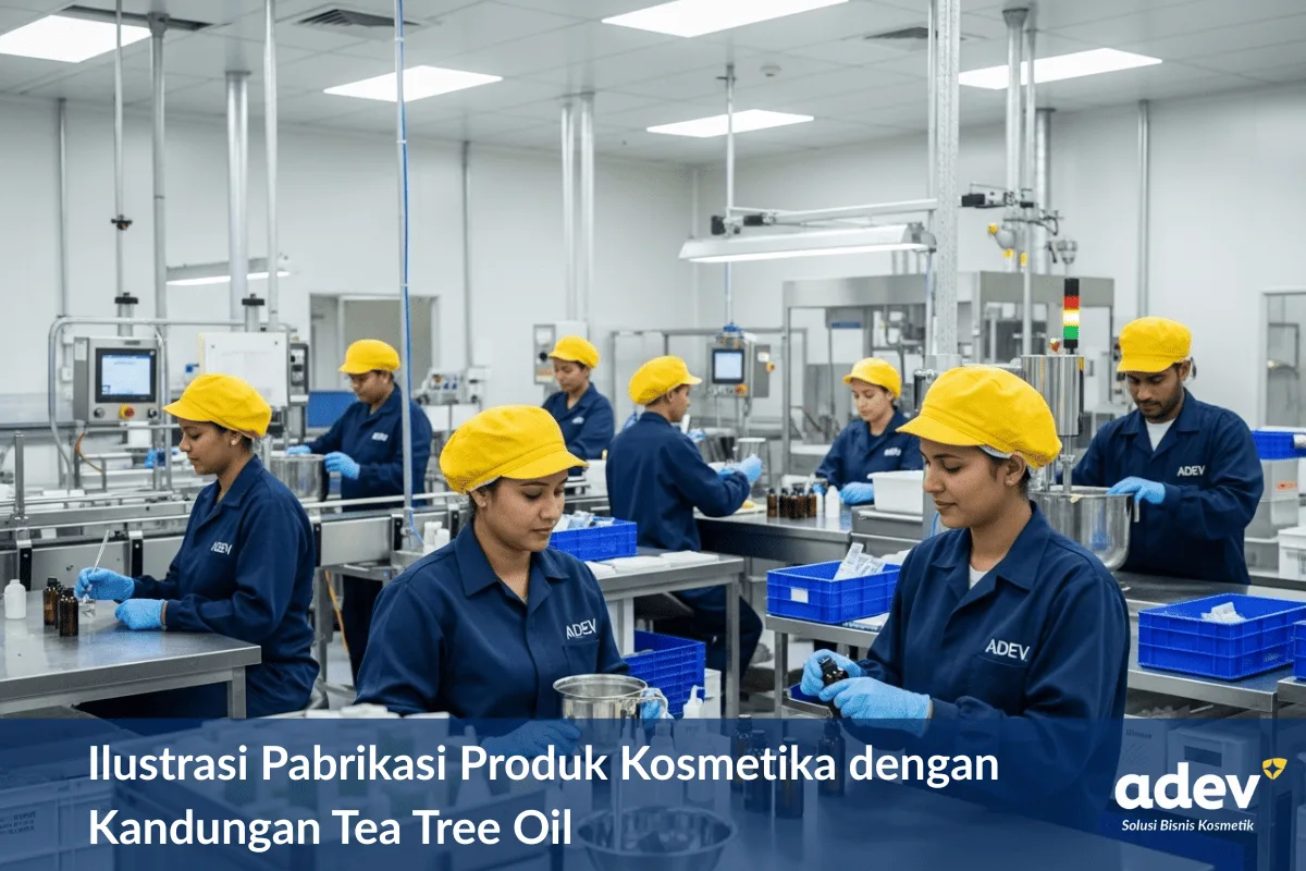 pabrikasi dan produksi produk skincare yang mengandung tea tree oil