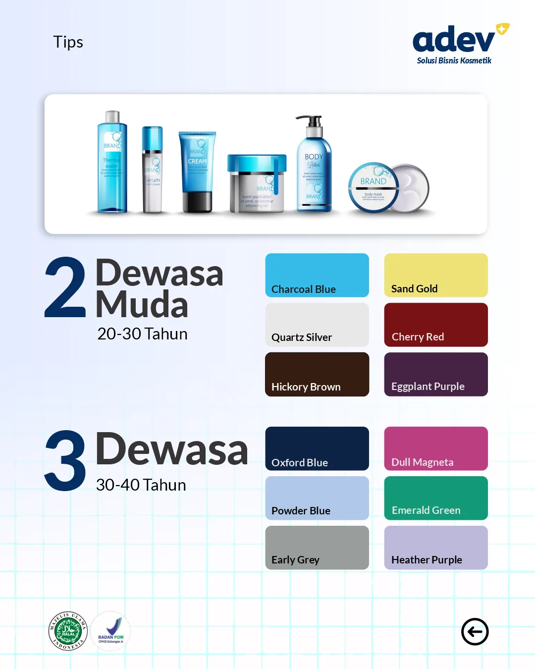 Rekomendasi Warna Untuk Usia 20 Hingga 40 Tahun