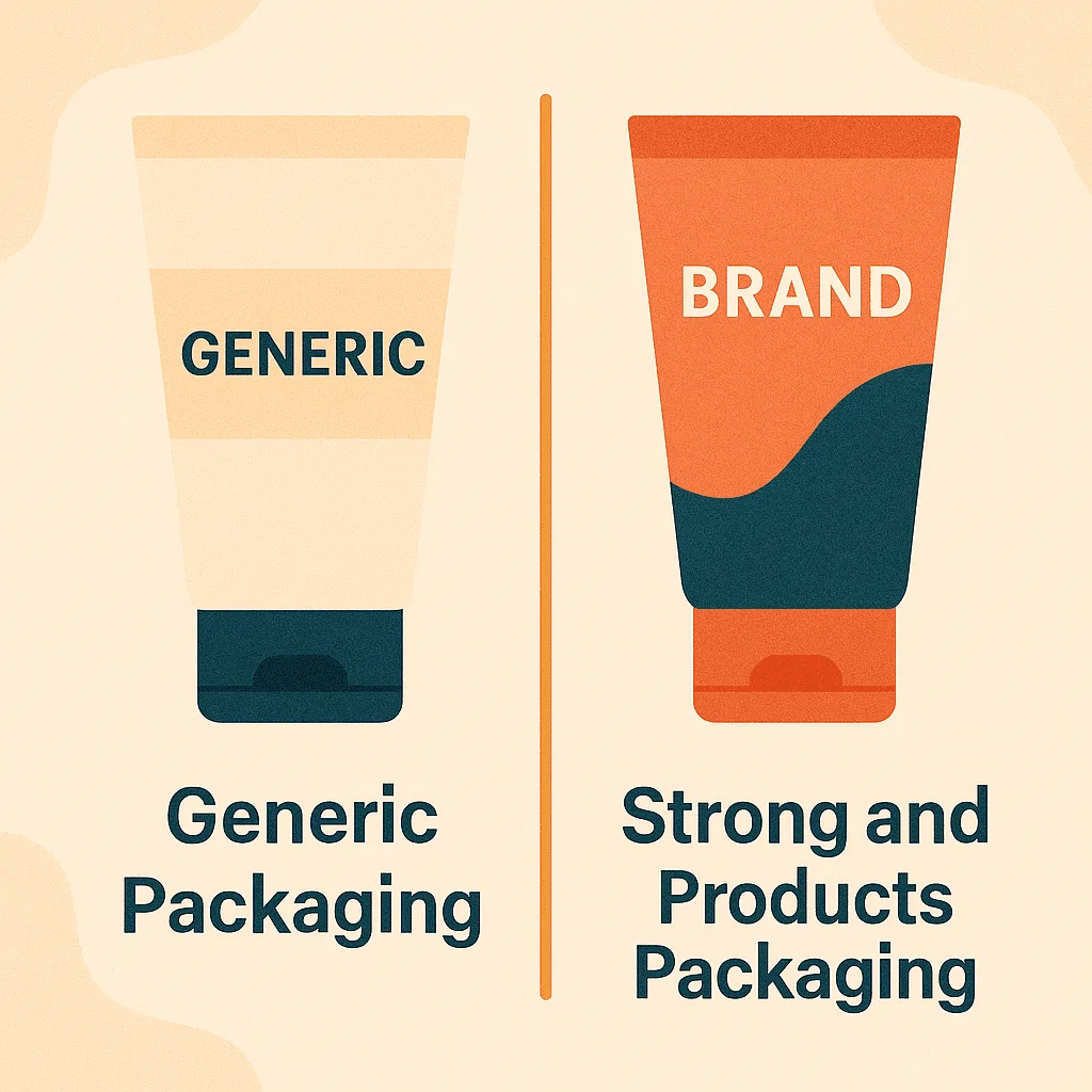 Perbandingan visual kemasan branding kuat vs lemah