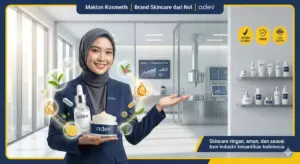 Pengusaha perempuan Indonesia membangun brand skincare lewat maklon kosmetik Adev di laboratorium modern.