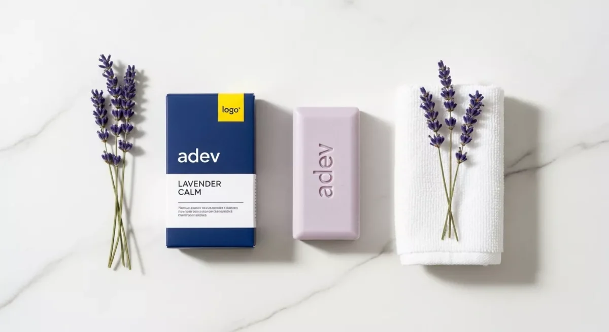 Foto sabun dengan gaya fotografi Flat lay