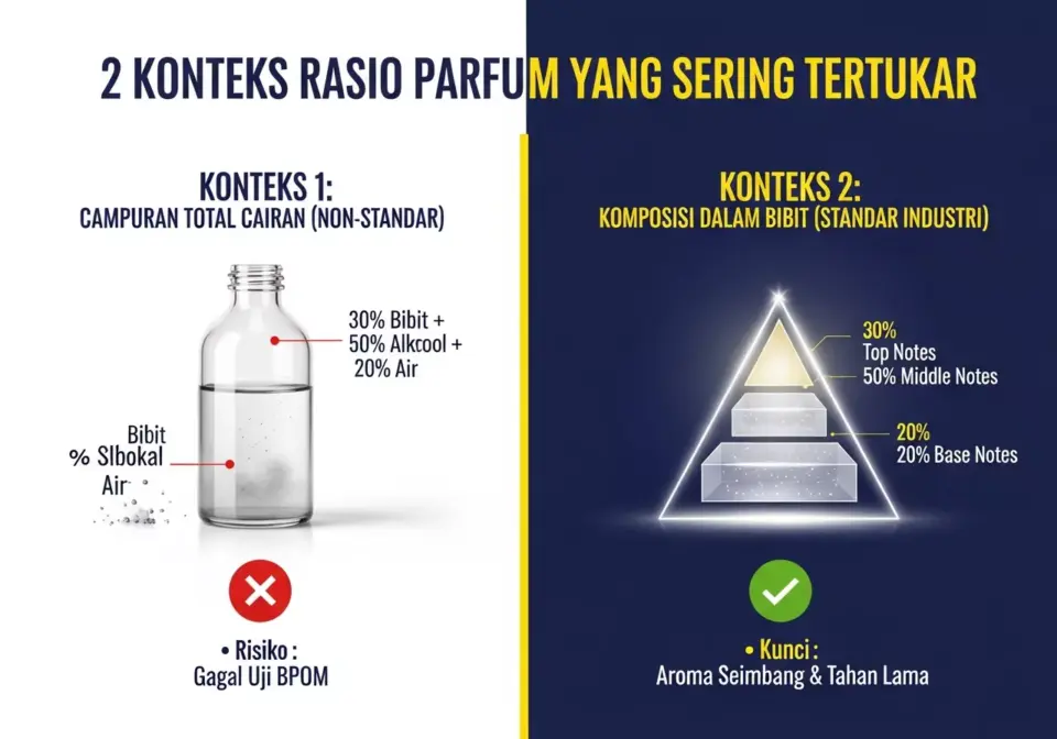Apa Hubungannya Angka di Industri Parfum dengan dengan Rasio 30:50:20? Dua Konteks yang Sering Tertukar