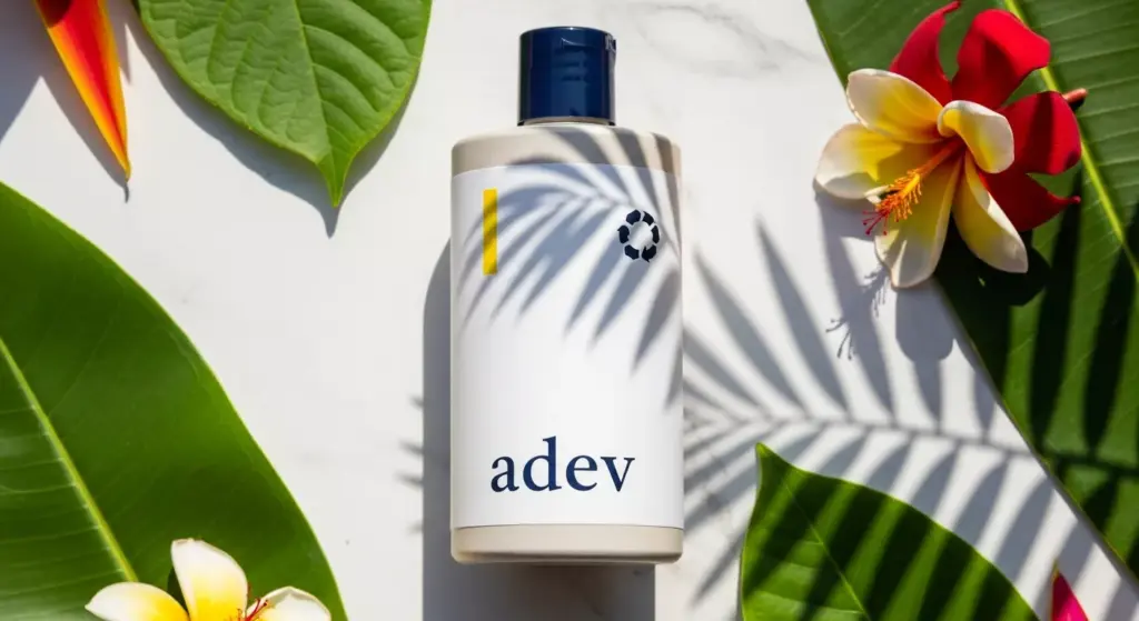 Produk sabun mandi cair natural dengan konsep eco-friendly.