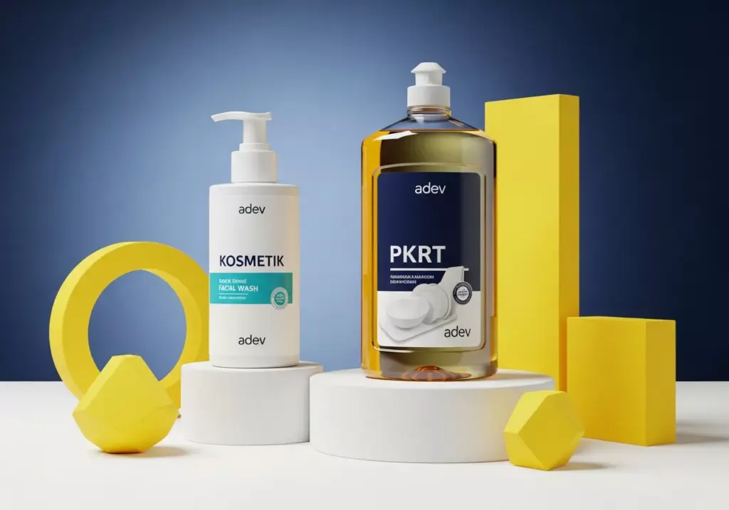 Perbandingan kemasan sabun kategori kosmetik dan sabun PKRT dengan label Adev.