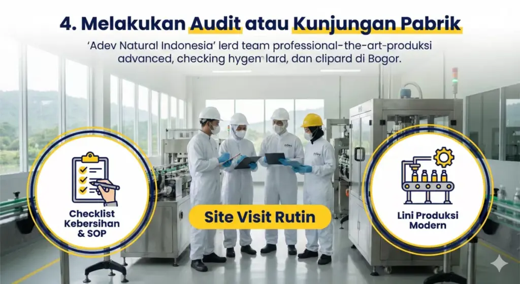 Infografis audit pabrik maklon PT Adev Curug Mekar Bogor untuk SOP kebersihan