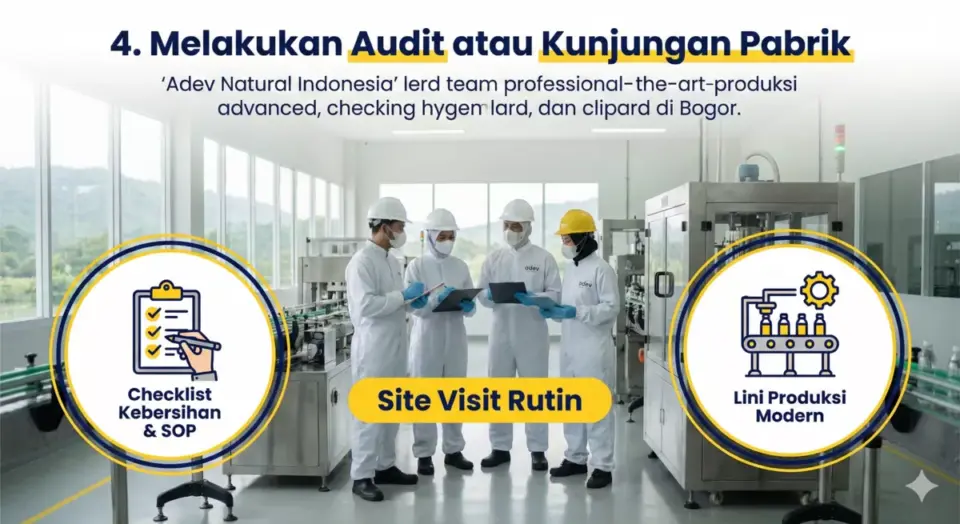 Infografis audit pabrik maklon PT Adev Curug Mekar Bogor untuk SOP kebersihan