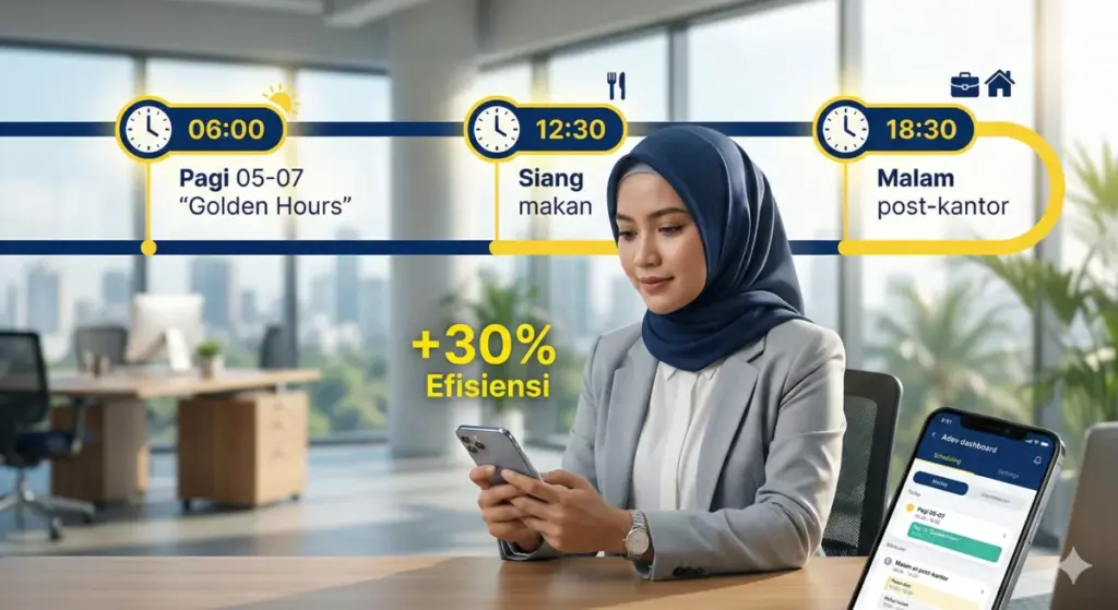 Pembagian jadwal pagi siang malam golden hours untuk Manajemen Waktu Bisnis Sampingan