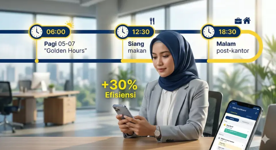 Pembagian jadwal pagi siang malam golden hours untuk Manajemen Waktu Bisnis Sampingan