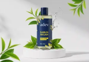 Botol sabun cair premium dengan desain label sabun merek adev yang sesuai standar BPOM.