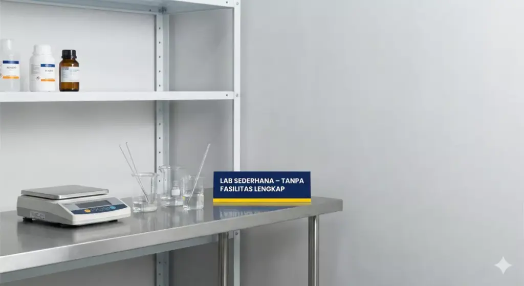 Laboratorium sederhana dengan fasilitas terbatas di industri kosmetik golongan B.