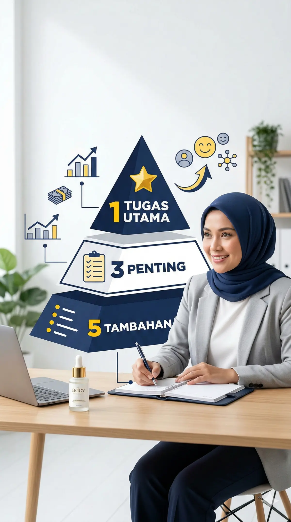 Metode 1-3-5 tentukan prioritas harian dalam Manajemen Waktu Bisnis Sampingan yang efektif
