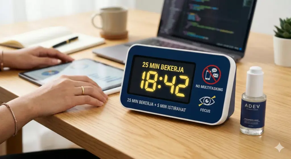 Teknik Pomodoro 25 menit fokus tingkatkan produktivitas usaha