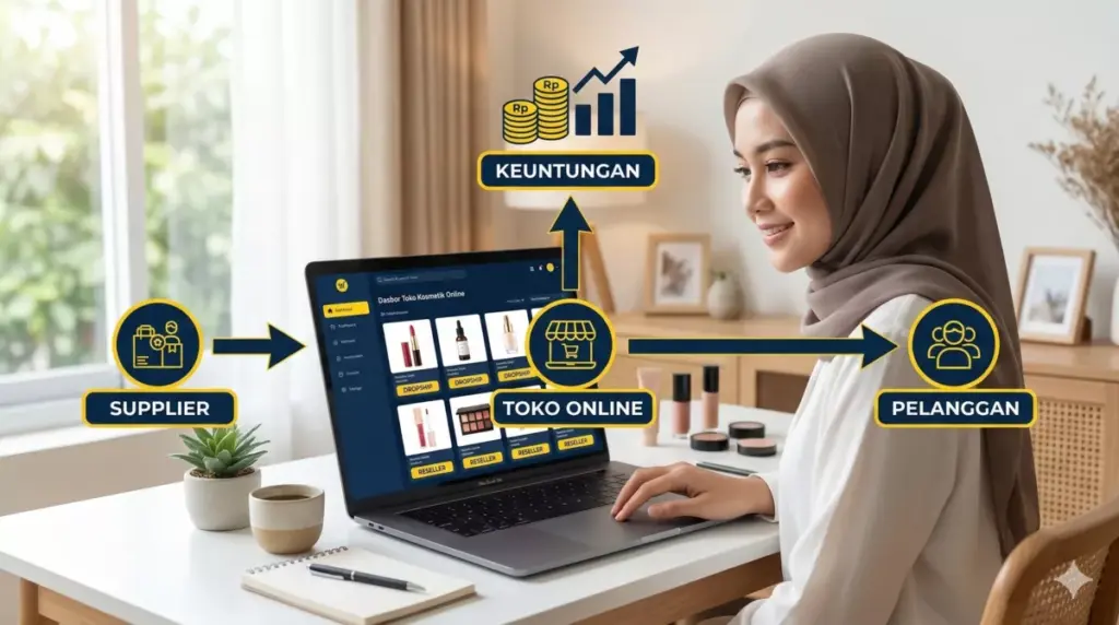 Bisnis sampingan dropship dan reseller kosmetik tanpa stok untuk menambah tabungan modal.