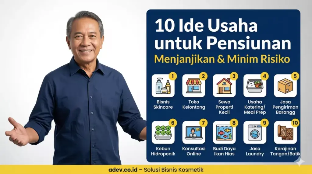 Infografis 10 ide usaha untuk pensiunan yang menjanjikan dan minim risiko operasional