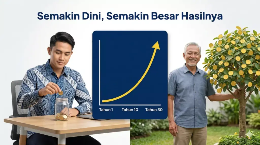 Ilustrasi bunga berbunga investasi dana pensiun sejak usia muda untuk hasil maksimal di masa tua