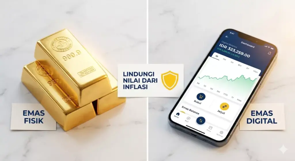 Perbandingan investasi emas fisik dan emas digital sebagai instrumen dana pensiun pelindung nilai dari inflasi