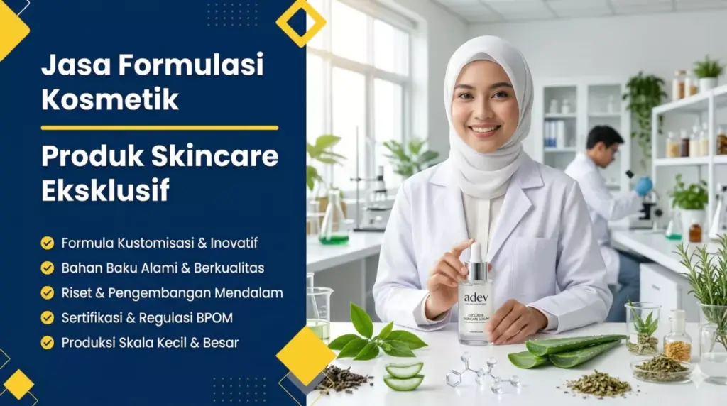 Tim R&D PT Adev Natural Indonesia memberikan jasa formulasi kosmetik skincare eksklusif berstandar BPOM
