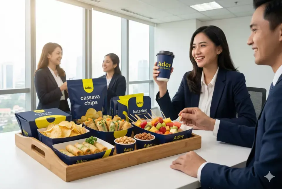 Camilan katering sehat disajikan di kantor untuk karyawan lapar