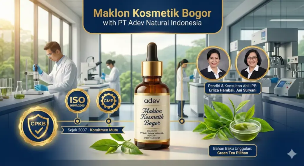 Proses maklon di Adev Bogor, perusahaan tersertifikasi CPKB BPOM dan ISO oleh Prof IPB sejak 2007
