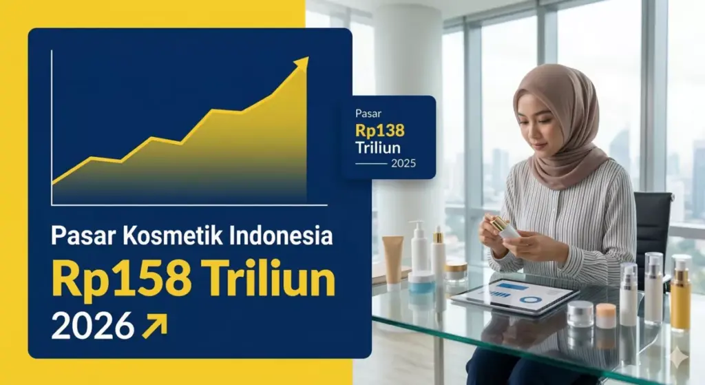 Infografis peluang usaha maklon kosmetik Indonesia dengan proyeksi pasar Rp158 triliun di tahun 2026