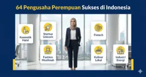Infografis 64 pengusaha perempuan sukses di Indonesia lintas sektor kosmetik halal, startup unicorn, fashion muslimah, dan fintech
