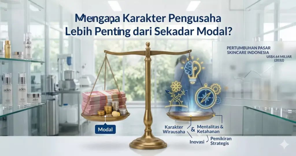 Infografis pentingnya karakter wirausaha dibanding modal di bisnis kosmetik