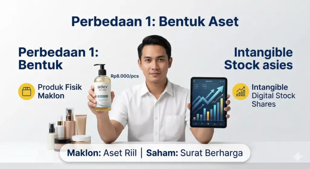 Bentuk aset maklon produk kosmetik riil vs saham surat berharga elektronik