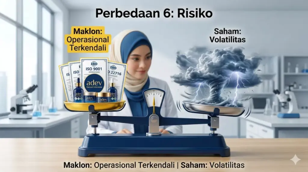 Risiko maklon ISO terkendali adev vs volatilitas saham tinggi