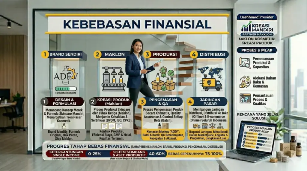 Bisnis produk sebagai jalur kebebasan finansial melalui brand sendiri dan maklon