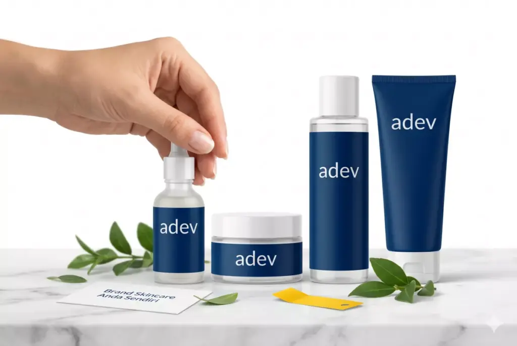 Rangkaian produk skincare brand adev hasil maklon kosmetik siap dijual lewat WhatsApp