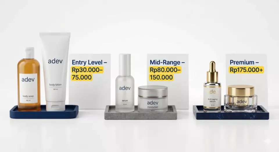 Tiga segmen harga produk skincare untuk pasar arisan: entry level, mid-range, dan premium