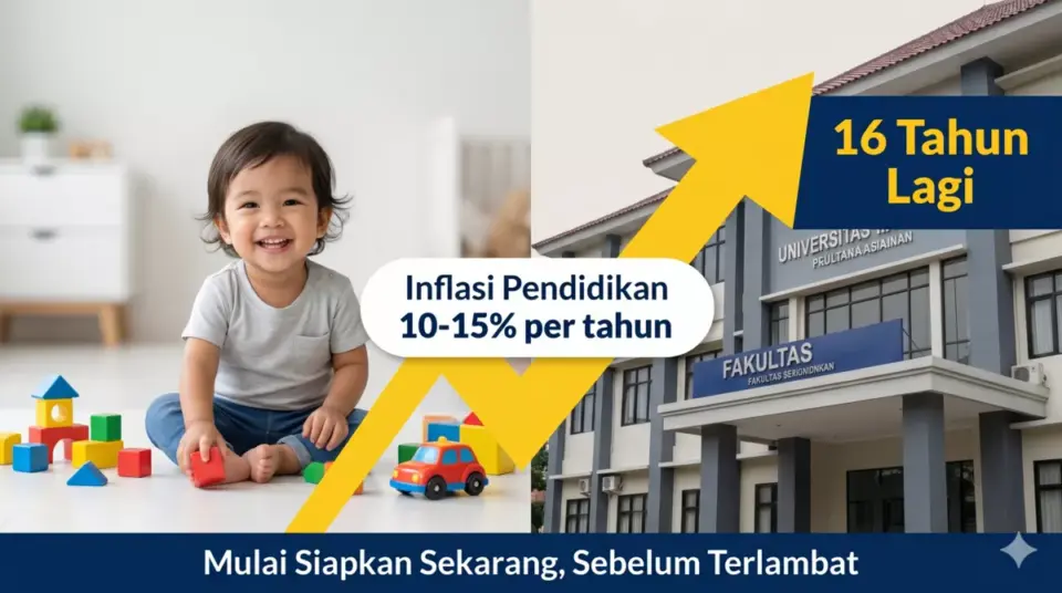Infografis inflasi biaya pendidikan anak Indonesia 10-15% per tahun, pentingnya persiapan sejak dini