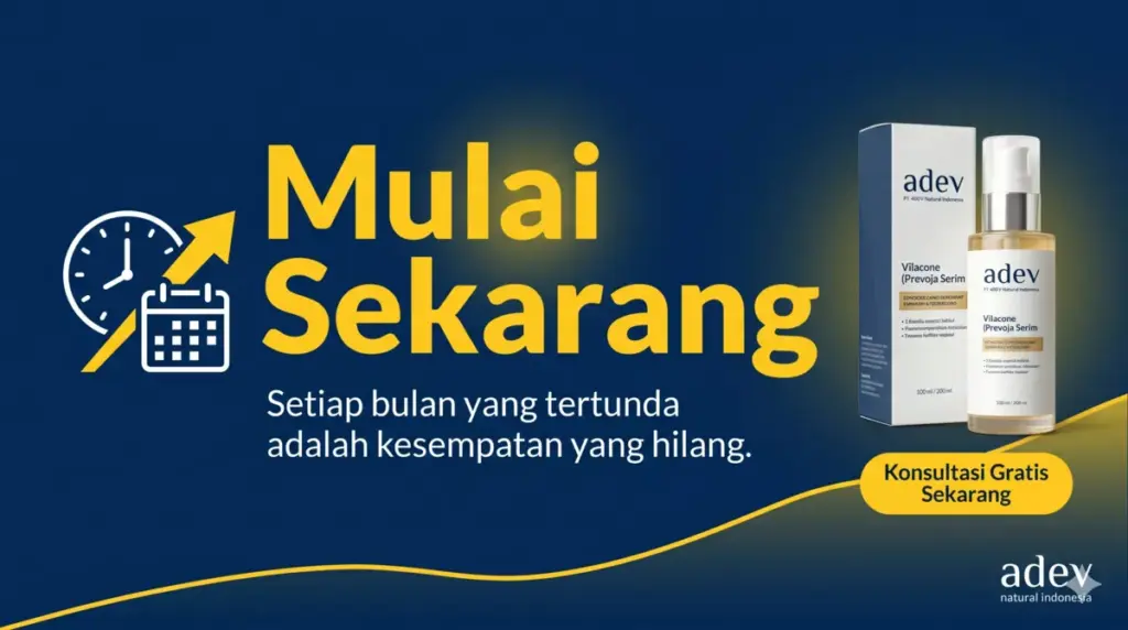 Banner motivasi memulai bisnis private label kosmetik adev sekarang untuk persiapkan dana pendidikan anak