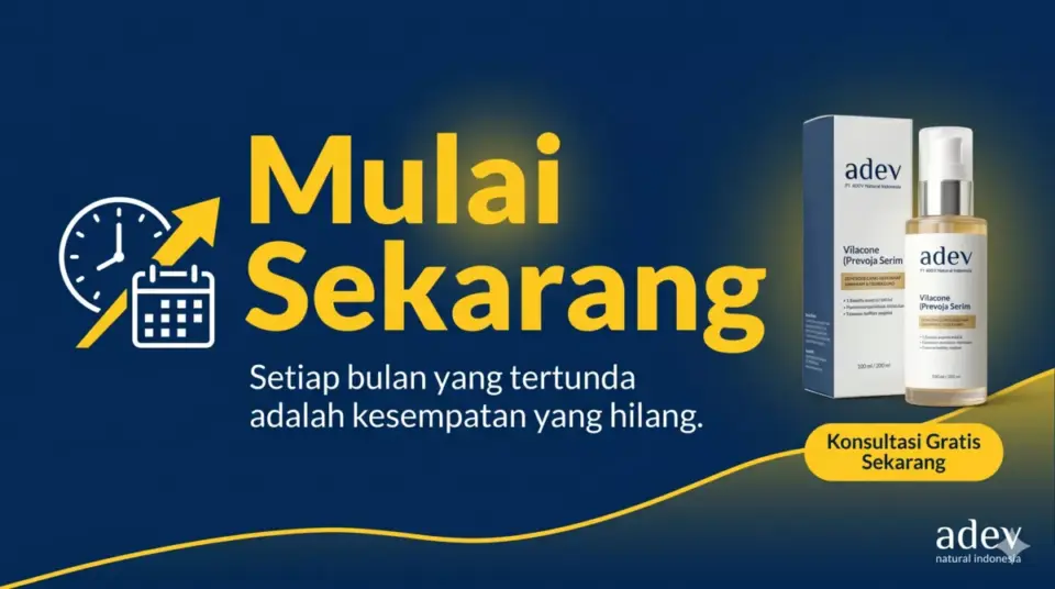 Banner motivasi memulai bisnis private label kosmetik adev sekarang untuk persiapkan dana pendidikan anak