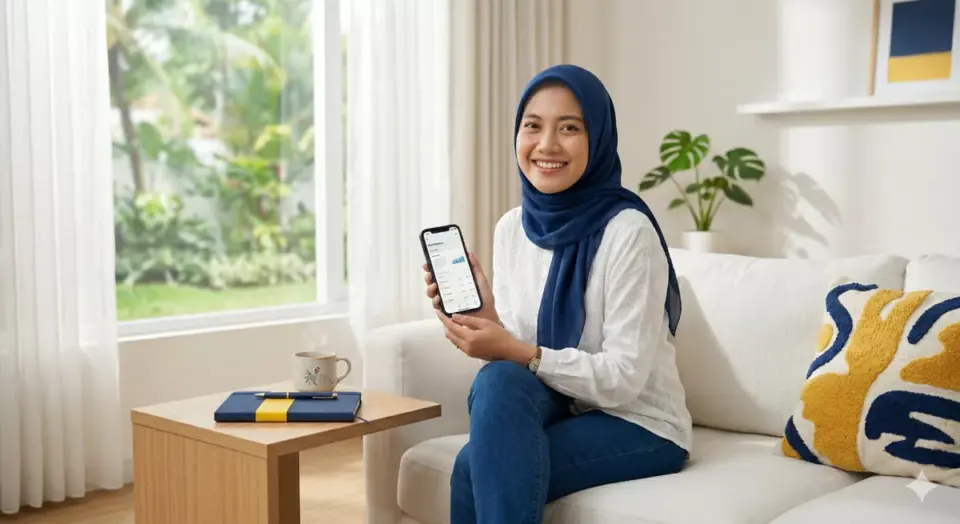Ibu rumah tangga berhijab mengelola toko online dari rumah, contoh usaha ibu rumah tangga modal kecil untung besar