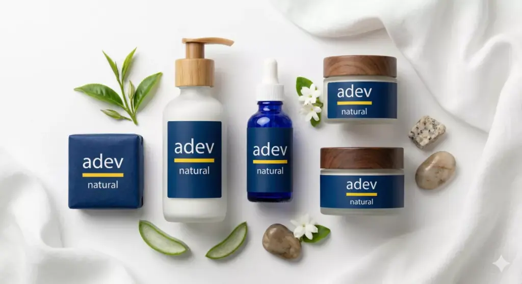 Produk skincare body lotion dan serum bermerek adev natural hasil usaha maklon ibu rumah tangga modal 10 juta