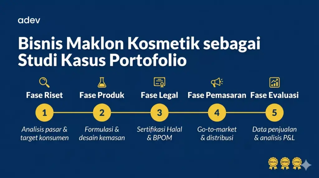 Infografis 5 fase bisnis maklon kosmetik Adev sebagai studi kasus portofolio bisnis mahasiswa