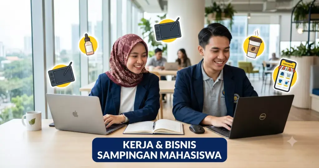 Mahasiswa Indonesia bekerja dan berbisnis sampingan di co-working space modern