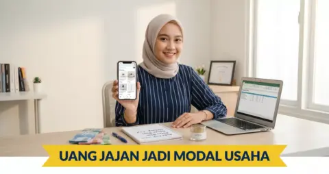 Mahasiswi berhijab mengelola toko online sambil menyisihkan uang jajan untuk modal usaha skincare