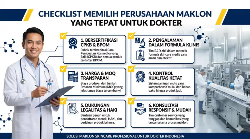 Checklist memilih perusahaan maklon skincare dokter