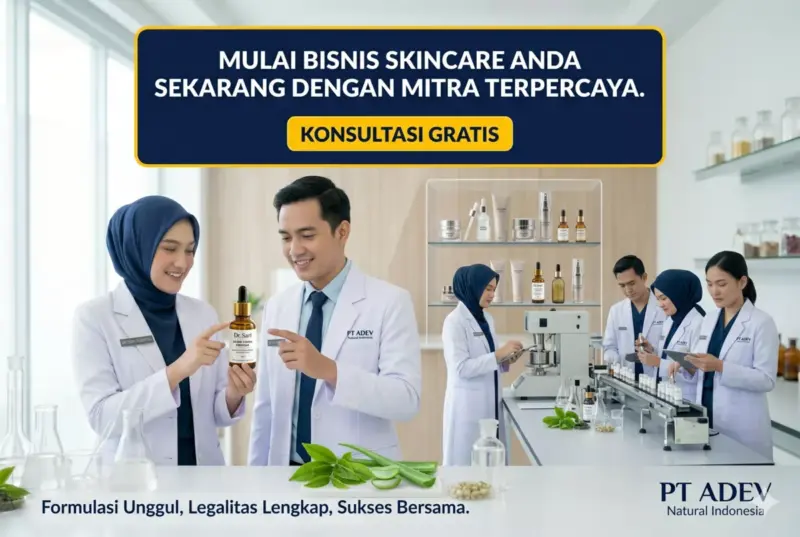 CTA konsultasi maklon skincare bersama PT Adev Natural Indonesia