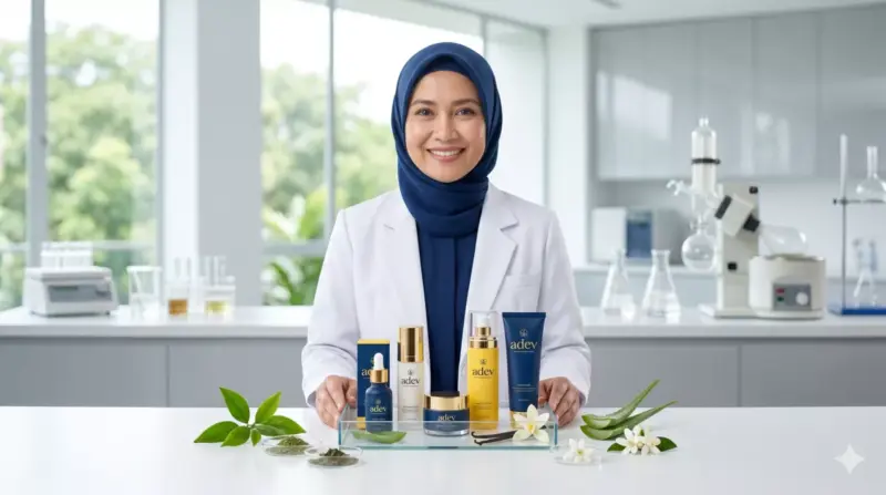 Dokter memegang produk skincare brand sendiri