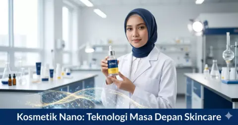 Ilmuwan kosmetik Indonesia memegang serum nano di laboratorium modern PT Adev Natural Indonesia